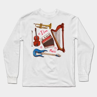 I love music instruments Long Sleeve T-Shirt